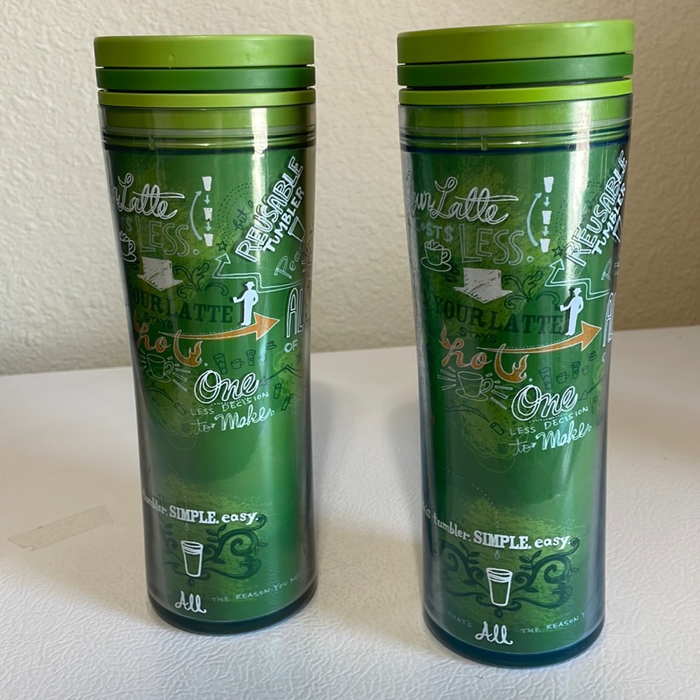 Starbucks Vintage Reusable Tumblers. Good Condition. 20 Ounces Each. Lot of 2.